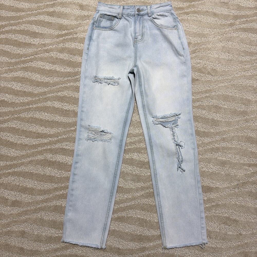 English Factory 23 High Rise Straight Distressed Cropped Women’s Jeans